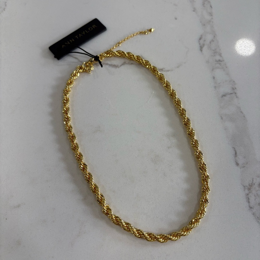 Ann Taylor Twisted Gold Chain Necklace